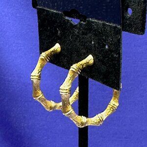 Monet Gold-Plated Bamboo Hoop Post Earrings